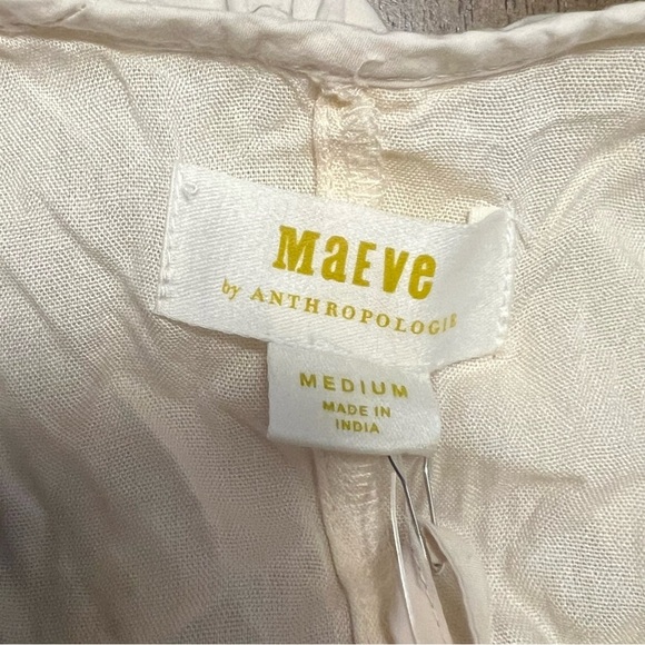 NWT Maeve by Anthropologie Pin-stuck Open Back Elegant Strapless White Dress M - Picture 7 of 13